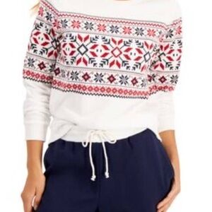 Charter Club White, Red, and Black Nordic Crewneck Sweatshirt (Olympics)